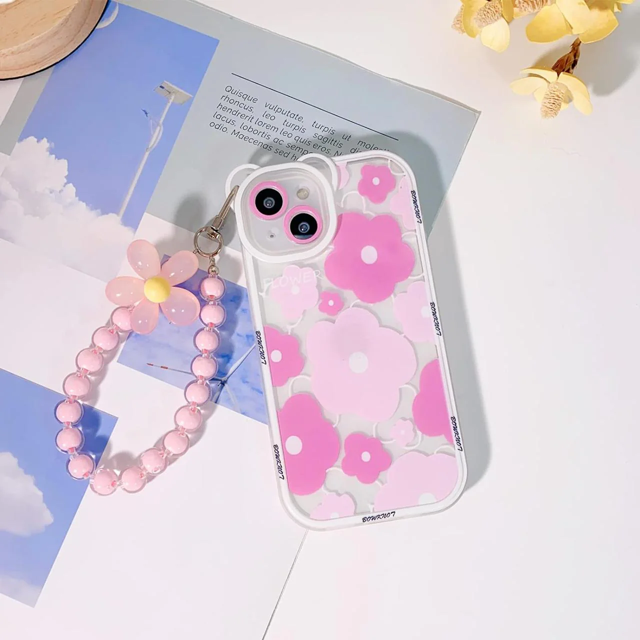 Pink Bow Pattern Silicone Phone Case For iPhone 16 Pro Max 15 14 13 12 11 Pro Max 16E X XS XR 7 8 Plus Butterfly Charm Cover